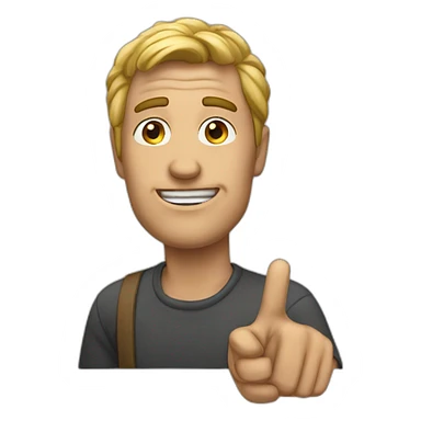 the man points out sticker