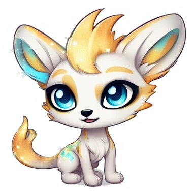 Cool cute Kawaii edgy ethereal futuristic modern epic fantasy animal sparkle fursona Fionbri creature by griffsnuff & LiLaiRa & Falvie full body sticker