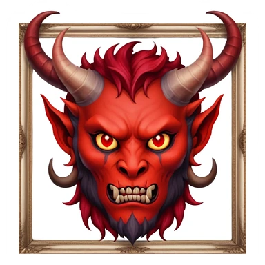 oil painting in frame, portrait of a demon sticker
