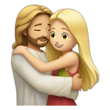 Jesus hugging a blonde girl sticker