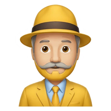 middle aged mobster with yellow colored suit and hat and grey mustache and beard sticker