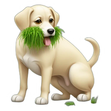 dog eating grass sticker