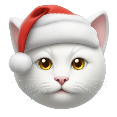 Round White cat face in Santa hat  sticker