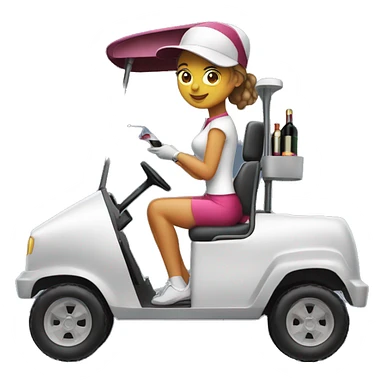 Girl driving golf cart with a wine in hand and a small zip lock bag sticker