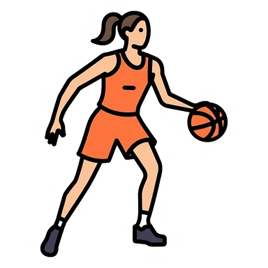 female basketball player dribbling a basketball sticker