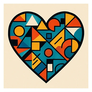 heart with abstract geometric shapes sticker