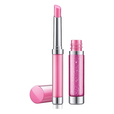 Glitter Light pink lip gloss container  sticker