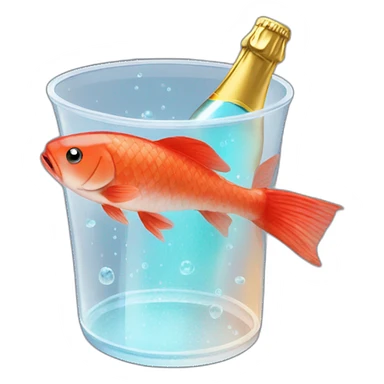 red fish in a big transparent champagne bucket sticker