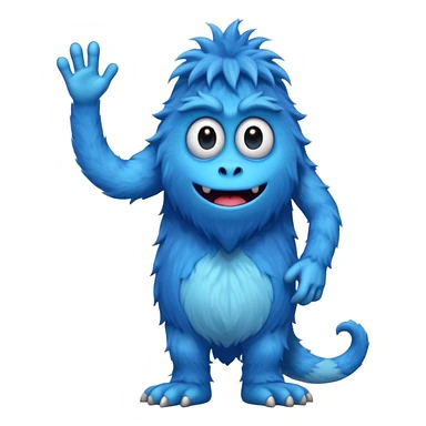 A skinny and lanky tall blue furry monster with a slightly triangular head put the top having a small curve going inward  sticker