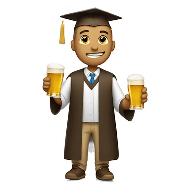 Tan man graduating chugging a beer sticker