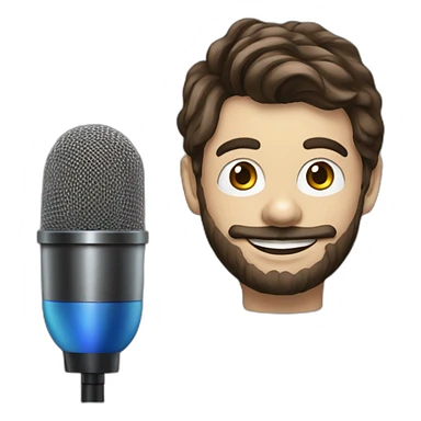 young brunette radio presenter with beard and with a microphone in his hand dressed as a clown sticker
