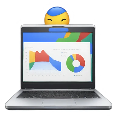 laptop with chart high and google sticker