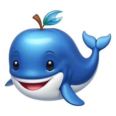 a simple and cute whale, apple emoji style sticker
