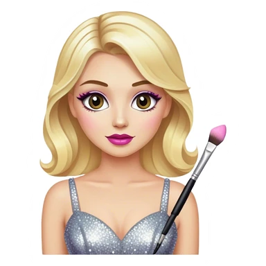 blonde makeup artist, sparkly dress sticker