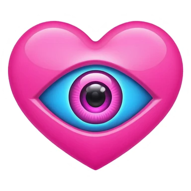 A pink neon heart with a eye in the center sticker