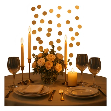 romantic candlelit dinner table sticker