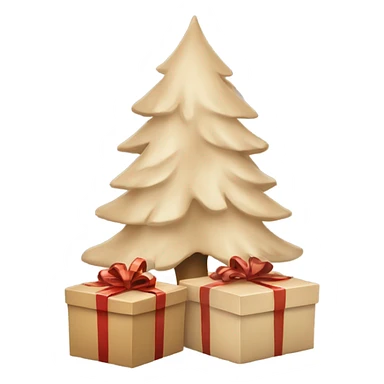 beige Christmas gifts under a beige tree sticker