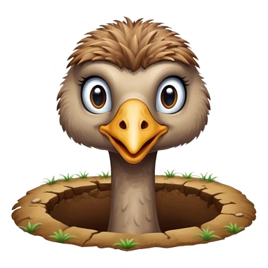 Ostrich with it's head inside a hole in the ground only it's body and neck visible sticker