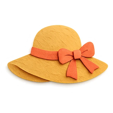 women's sun hat with a ribbon, paper-craft style illustration sticker