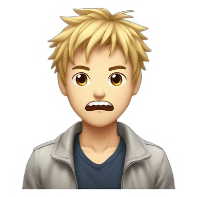 anime boy with angry face and teeth sticker