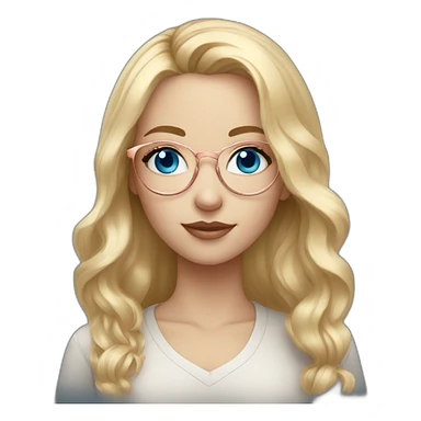 A Russian Girl with Blue eyes, Rosegold glasses and Blond hair sticker
