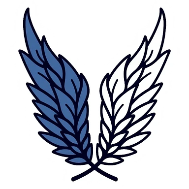 Wings of Freedom logo from Attack on Titan, overlapping blue and white wings, Survey Corps emblem sticker