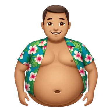 Man with inflating giant round belly sticker