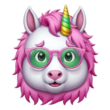 unicorn with green glasses and pink hair sticker