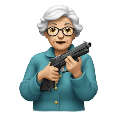 Old lady holding a gun sticker