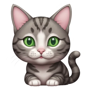 A high-resolution photo-realistic digital illustration of a solid grey tabby cat kitten, chest upward sticker