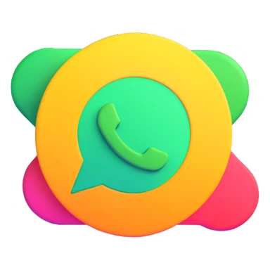WhatsApp logo, 3D effect, vibrant colors, playful style sticker
