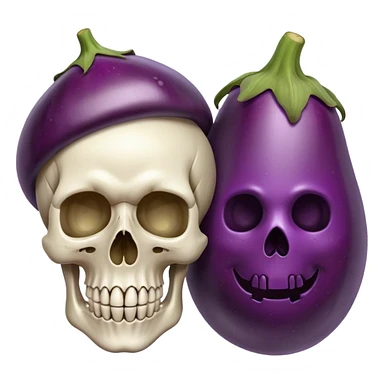 A skull and an eggplant sticker