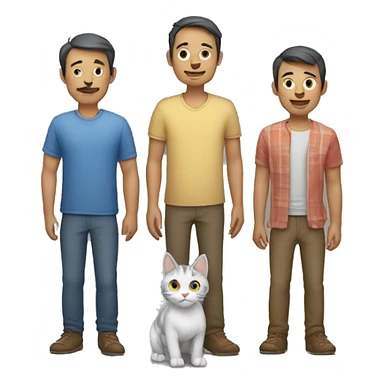 Familia de dos hombres y un gato gris sticker