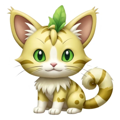 Shiny Cute Adorable Meowth-Delcatty-Bayleaf-Hybrid-Creature with pattern-markings sticker