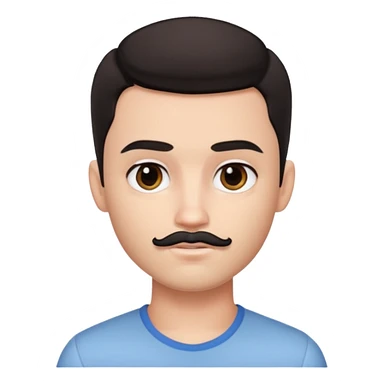 pretty handsome bratz man has black eyes,  short dark hair,  short mustache , pale skin, defined jawline sticker