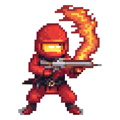 Red ninja shooting fire sticker