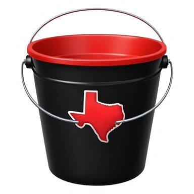 black bucket names in it with red texas on front  sticker