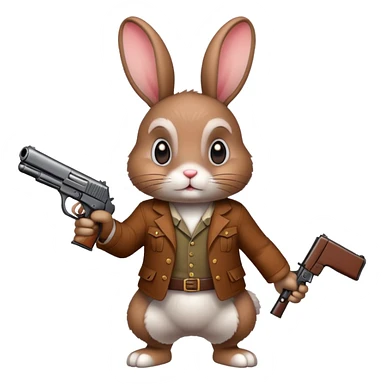 A cartoon rabbit shooting a gun sticker
