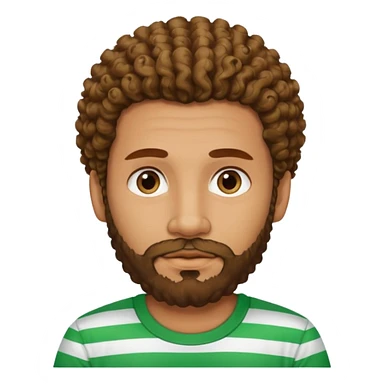 Cuban guy with curly haur and beard with a shirt of green stripes  sticker