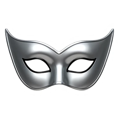 A sleek masquerade mask emoji made of polished silver chrome, smooth sensual curves, reflective metallic surface, mysterious sexy luxury vibe, minimal iOS emoji style, centered, clean white background sticker