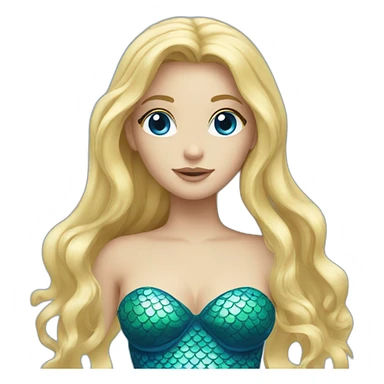 Mermaid with long blonde hair and blue eyes sticker