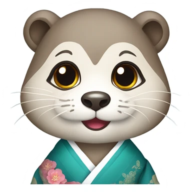 a otter face wearing traditional korean hanbok sticker