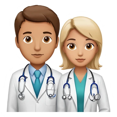 Female doctor and male doctor with medical symbols sticker