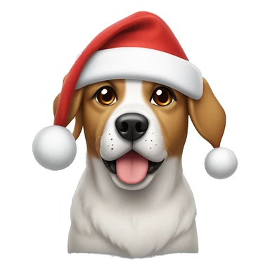 Dog wearing a Santa hat sticker