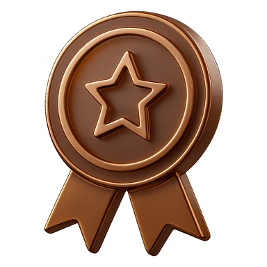 Make this bronze badge more 3D with added depth and metallic shine, keeping the background transparent. sticker