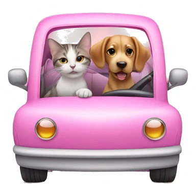 Cat and dog in pink car sticker
