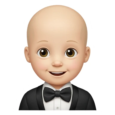 bald baby with bow tie sticker