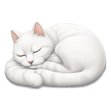 A white curled up cat napping sticker