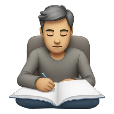 Sleepy man with notebook sticker