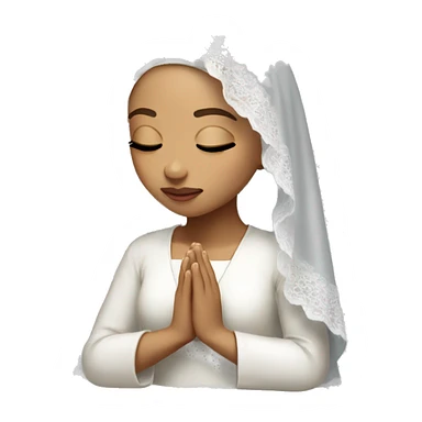 Light skin girl praying with eyes closed and lace white veil  sticker